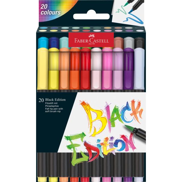סט 20 טושים מברשת מהדורה שחורה Faber Castell