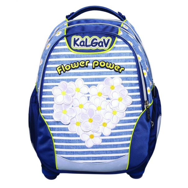 נייבי/ג'ינס Schoolbag Flowers