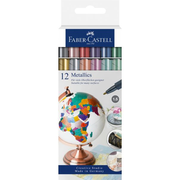 Faber-Castell סט 12 טושים מטאליים Creative Studio