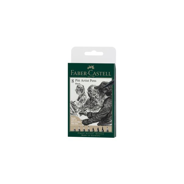 Faber Castell סט 8 טושים Pitt artist pen שם גוון: שחור XXS-1.5