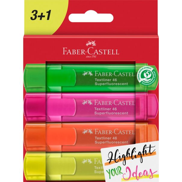 Faber Castell טוש הדגשה - Textliner 46 SF מארז של 4