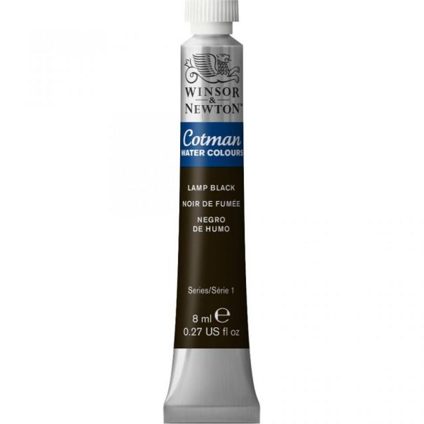Winsor & Newton צבע מים Cotman שפופרת 8 מ"ל גוון: Lamp Black מס' גוון: 0337