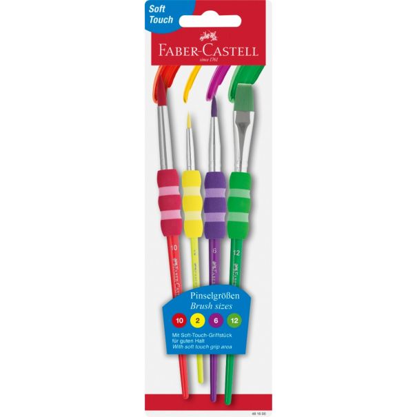 Faber Castell סט 4 מכחולים אדומה