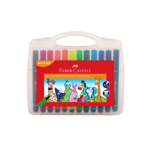 Faber Castell מזוודת 12 טושים ג'מבו