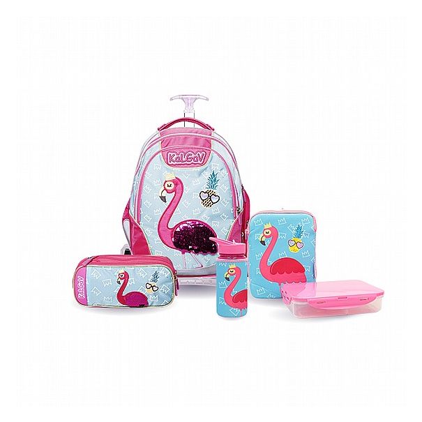 סט ורוד/תכלת SchoolBag T Flamingo