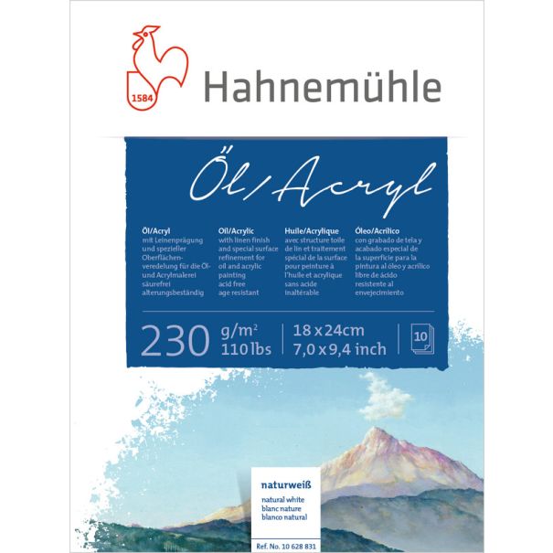 HAHNEMUHLE  בלוק 18X24 לצבעי אקריליק ושמן 230 גרם