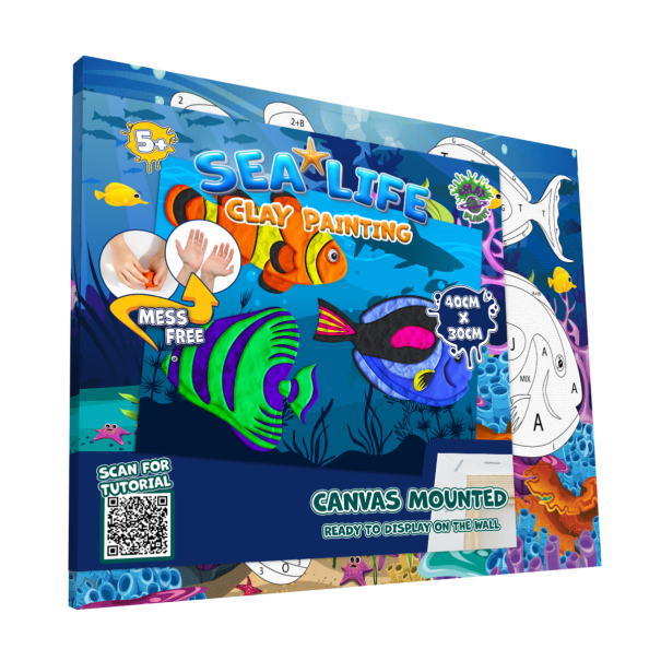 SPLAT PLANET יצירה לפי מספרים בחימר - נוף ים 30x40 ס"מ