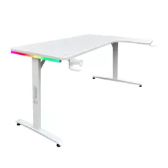 שולחן גיימינג פינתי DRAGON RGB ימין 160X100 ס"מ לבן