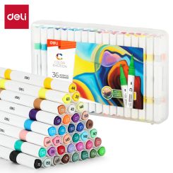 סט 36 טושים אקרילים דו"צ deli EC190-36