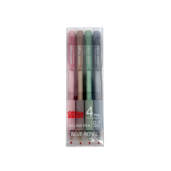 מארז 4 עטים מעוצבים 0.5 כחול Office Depot