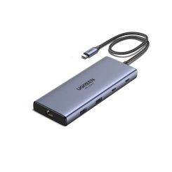 תחנת עגינה USB-C to USB-A 3.2+USB-A 3.0+2*USB-C 3.2+2*HDMI+RJ45 Gigabit+SD&TF +PD port Converter