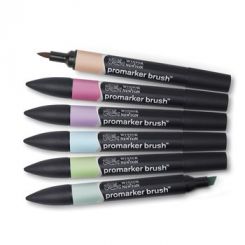 Winsor & Newton טוש מרקר פנטון BRUSH MARKER- סט 6 יח', בראש מרקר, שם גוון: Pastel tones