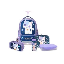 סט המארז המושלם X-FIX לילך Schoolbag Space Cat