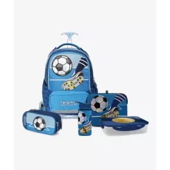 כחול T.Schoolbag Soccer Game סט המארז המושלם