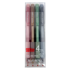 מארז 4 עטים לחצן בצבעי פסטל 0.7 כחול Office Depot