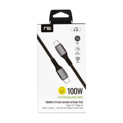 RE כבל סנכרון וטעינה מהירה שחור 100W Type-C -Type-C באורך 1 מטר