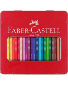 Faber Castell סט 24 עפרונות צבעוניים Grip קופסת מתכת