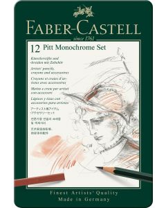 Faber Castell סט 12 עפרונות מונוכרום משולב Pitt Monochreome