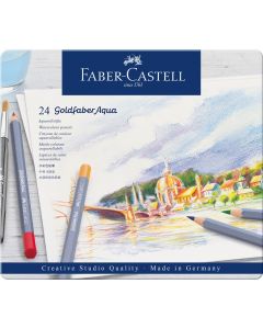 Faber Castell סט 24 עפרונות מים קופסת מתכת Goldfaber Aqua