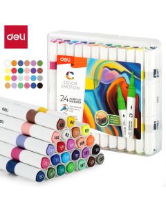 סט 24 טושים אקרילים דו"צ deli EC190-24