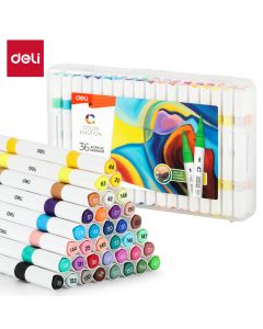 סט 36 טושים אקרילים דו"צ deli EC190-36