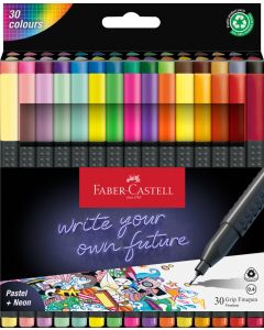 Faber Castell סט 30 טושים 0.4 מ"מ Grip Finepen