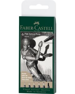Faber Castell סט 6 טושים Pitt artist pen שם גוון: שחור XXS-1.5