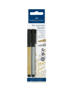 Faber Castell סט 2 טושים מטאליים 1.5 מ"מ גוונים:כסף וזהב