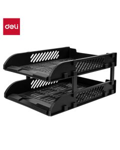 מגש מסמכים 2 קומות שחור deli E9212