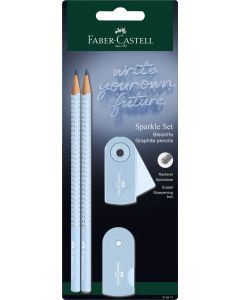 סט 2 עפרונות מחק ומחדד נוצץ תכלת Faber Castell