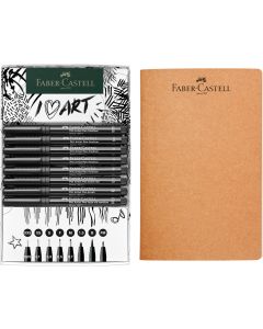 Faber Castell סט 9 עטים לשרטוט ומחברת ציור A5