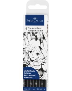 Faber Castell סט 4 טושים Pitt artist pen שם גוון: שחור  SC-XB