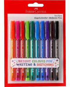 Faber Castell סט 10 עטים צבעוניים כדוריים 1 מ"מ