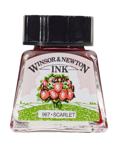 Winsor & Newton דיו - סריה 1, 14 מ"ל שם גוון: Scarlet מס' גוון: W0601