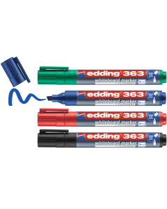 EDDING סט 4 טושים ללוח מחיק 363 ראש קטום 1-5 מ"מ מגוון צבעים