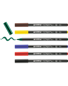 EDDING סט 6 טושי מכחול לפורצלן 1-4 מ"מ גוון basic colours