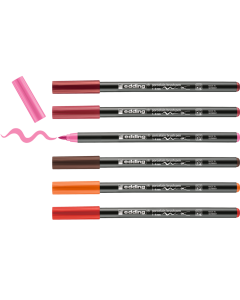 EDDING סט 6 טושי מכחול לפורצלן 1-4 מ"מ גוון warm colours
