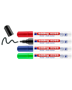 EDDING סט 4 טושי גיר 4095 לזכוכית ראש עגול 2-3 מ"מ מגוון צבעים