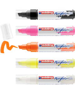EDDING סט 5 טושים אקריליים ראש עגול 5-10 מ"מ גוון neon