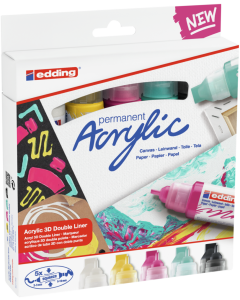EDDING סט 5 טושים אקריליים דו צדדיים 3D גוון basic