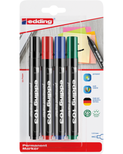 EDDING סט 4 טושים פרמננט 103 ראש עגול 1.5-3 מ"מ מגוון צבעים