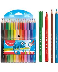 צבעי עפרון סט 15 12+טושים