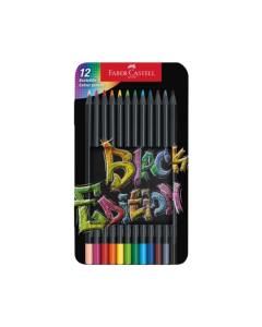 Faber Castell סט 12 עפרונות צבעוניים קופסת מתכת מהדורה שחורה