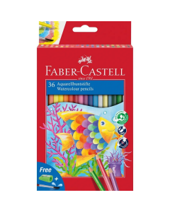 Faber Castell סט 36 עפרונות מים +מכחול ומחדד אדומה