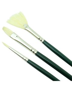 Winsor & Newton מכחול - סט שלושה מכחולים Winton ידית ארוכה עגול מס 2 שטוח מס 4 מניפה מס 3