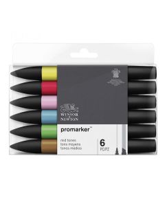 Winsor & Newton טוש מרקר פנטון - סט 6 יח', Promarker, שם גוון: Mid tones