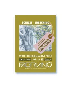 Fabriano בלוק לרישום - White ecological artist paper A4 120 גרם 21X29.7 סמ, %80 100 נייר ממוחזר לצבעי פסטל, פחם, עפרנות