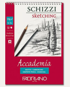 Fabriano בלוק לרישום - Accademia A4 120 גרם 21X29.7 סמ, ספירלה לצבעי פחם ועפרונות