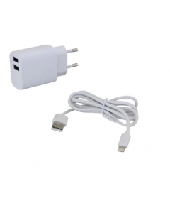 מטען קיר כפול  USB 2.4A לבן
