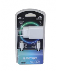 מטען קיר TYPE-C PD 20W לבן+כבל TYPE-C